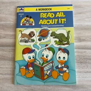 1988 A Golden Book Grade 2 Learn With Mickey Workbook Reading and Comprehending